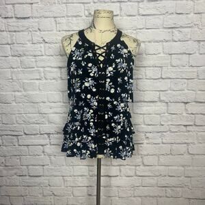 White House Black Market Floral Tank Blouse Women Size Small